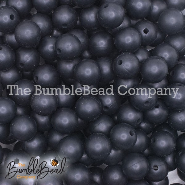 12mm Black Silicone Beads, Silicone Beads in Bulk, 12mm silicone bubblegum Beads, Chunky Beads