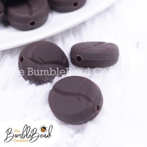 Brown Coffee Bean Silicone Focal Bead Accessory - 22mm x 19mm,  Silicone beads