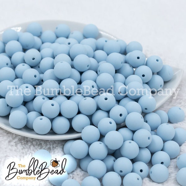 12mm Ice Blue Matte Solid Acrylic Bubblegum Beads, Acrylic Gumball Beads in Bulk, 12mm Bubblegum Beads, Chunky Beads - 20 Count Lot