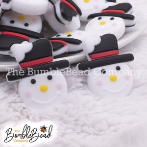 Snowman Face Silicone Focal Bead Accessory - 44mm x 22mm,  Silicone beads