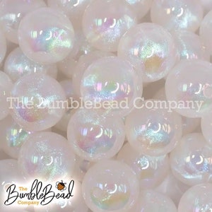 20mm White Opalescence  Chunky acrylic Bubblegum Bead, Resin Beads in Bulk, 20mm Beads, 20mm Swirled Bubble Gum Beads