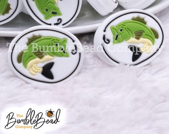 Green Fish Silicone Focal Bead Accessory - 32mm, Silicone beads