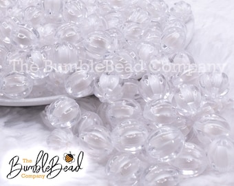 12MM Clear Transparent Pumpkin Chunky Bubblegum Beads, 12mm pumpkin Acrylic beads, 12mm beads, [20 Count]