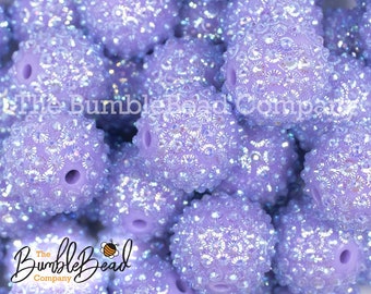 20MM Purple Flower Rhinestone Bubblegum Bead, Resin Beads in Bulk, 20mm Beads, 20mm Bubble Gum Beads, 20mm Shiny Chunky Beads