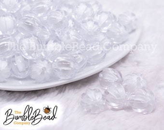 16mm Clear Transparent Pumpkin Shaped Bubblegum Beads, 16mm chunky transparent beads