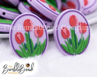 Oval Flower Silicone Focal Bead Accessory - Silicone beads