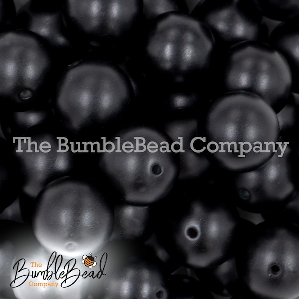 20MM Matte Pearl Black Solid Chunky Bubblegum Beads, Acrylic Gumball Beads in Bulk, 20mm Bubble Gum Beads, 20mm Shiny Chunky Beads