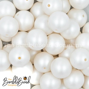 20mm White Matte Pearl Solid Acrylic Bubblegum Beads, Acrylic Beads in Bulk, 20mm Beads, 20mm Bubble Gum Beads, 20mm Shiny Chunky Beads