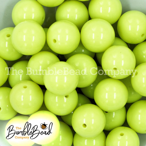 20MM Chartreuse Yellow Solid Chunky Bubblegum Beads, Acrylic Gumball Beads in Bulk,  20mm Bubble Gum Beads, 20mm Shiny Chunky Beads