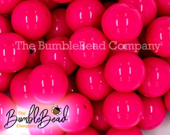 20MM Hot Pink Solid Chunky Bubblegum Beads, Acrylic Gumball Beads in Bulk, 20mm Bubble Gum Beads, 20mm Shiny Chunky Beads