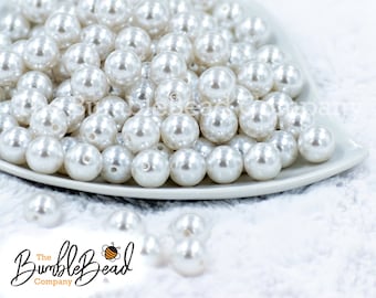 12mm White Pearl Acrylic Chunky Bubblegum Beads, chunky bubblegum beads, 12mm round pearl beads, Acrylic 12mm beads