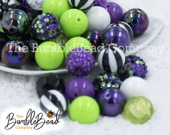 20mm Halloween Chunky Acrylic Bubblegum Bead Mix, Bubblegum Beads, 20mm Chunky Beads, Halloween Bubblegum Bead Mixes [50 Count]