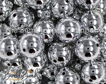 20MM Silver Reflective Chunky Bubblegum Beads, Acrylic Gumball Beads in Bulk, 20mm Beads, 20mm Bubble Gum Beads, 20mm Shiny Chunky Beads