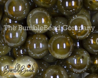 20mm Green Galaxy Glitter Sparkle Chunky Acrylic Bubblegum Beads