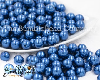 12mm Dark Blue Pearl Acrylic Bubblegum Beads, Acrylic Gumball Beads in Bulk, 12mm Bubblegum Beads, Chunky Beads - 20 Count Lot
