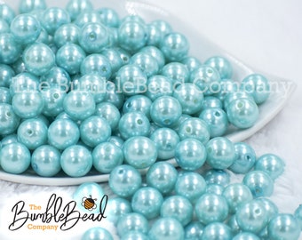12mm Blue Pearl Acrylic Bubblegum Beads, Acrylic Gumball Beads in Bulk, 12mm Bubblegum Beads, Chunky Beads - 20 Count Lot