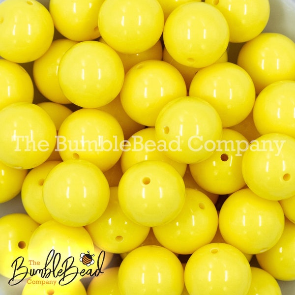 20MM Yellow Solid Chunky Bubblegum Beads, Acrylic Gumball Beads in Bulk, 20mm Bubble Gum Beads, 20mm Shiny Chunky Beads