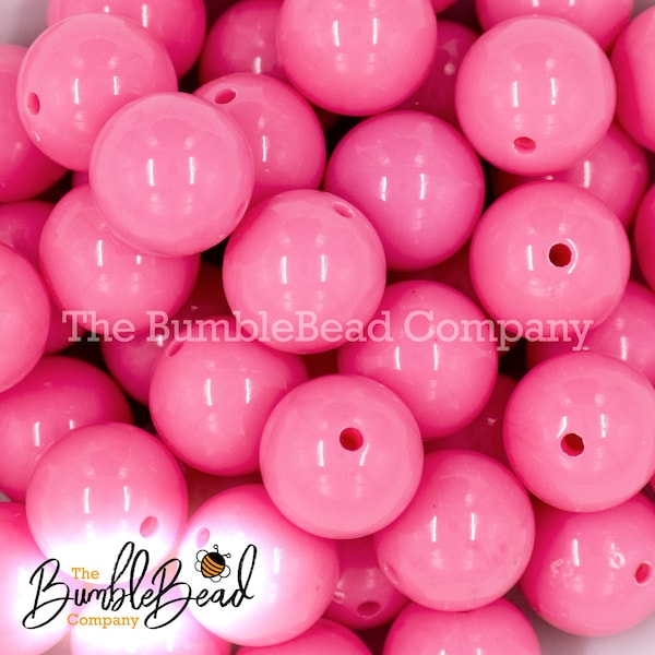 20MM Bubblegum Pink Solid Chunky Bubblegum Beads, Acrylic Gumball Beads in Bulk, 20mm Bubble Gum Beads, 20mm Shiny Chunky Beads