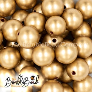 20mm Matte Gold Solid Bubblegum Beads, Acrylic Gumball Beads in Bulk, 20mm Bubble Gum Beads, 20mm Shiny Chunky Beads