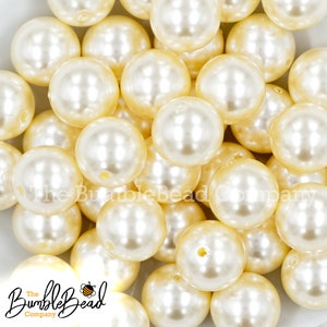 20mm Off White Faux Pearl Bubblegum Beads, Acrylic Gumball Beads in Bulk, 20mm Bubble Gum Beads, 20mm Shiny Chunky Beads