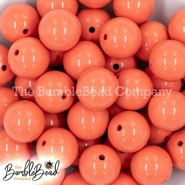 20MM Coral Orange Solid Chunky Bubblegum Beads, Acrylic Gumball Beads in Bulk, 20mm Beads, 20mm Bubble Gum Beads, 20mm Shiny Chunky Beads