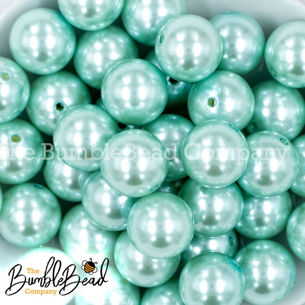 20mm Mint Green Faux Pearl Bubblegum Beads, Acrylic Gumball Beads in Bulk, 20mm Bubble Gum Beads, 20mm Shiny Chunky Beads