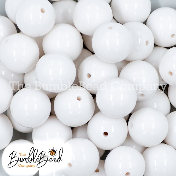 20mm White Solid Bubblegum Beads, Acrylic Gumball Beads in Bulk, 20mm Beads, 20mm Bubble Gum Beads, 20mm Shiny Chunky Beads