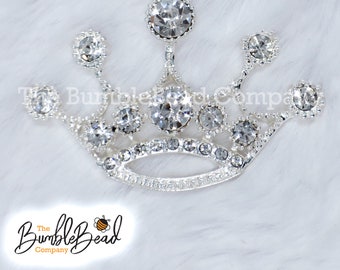 Silver Princess Crown Enamel Pendant 50*38mm, Chunky Necklace Pendant, Chunky Bubblegum Bead Pendant