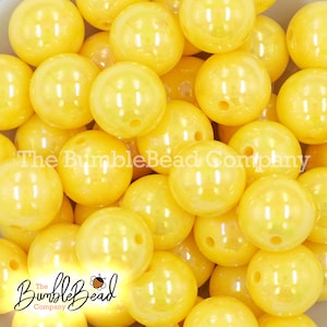 20MM Yellow AB Solid Chunky Bubblegum Beads, Acrylic Gumball Beads in Bulk, 20mm Bubble Gum Beads, 20mm Shiny Chunky Beads