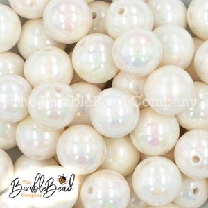 20MM White AB Pearl Chunky Bubblegum Beads, Acrylic Gumball Beads in Bulk, 20mm Bubble Gum Beads, 20mm Shiny Chunky Beads