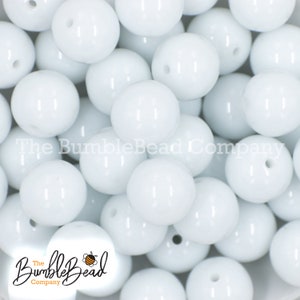 20mm Bright White Solid Bubblegum Beads, Acrylic Gumball Beads in Bulk, 20mm Bubble Gum Beads, 20mm Shiny Chunky Beads