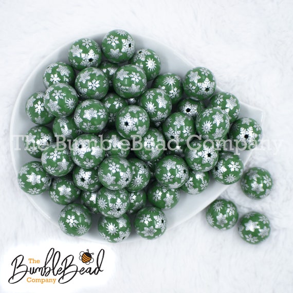 Silver snowflake bubblegum bead bulk mix