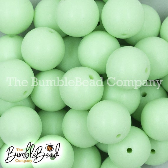 20MM Matte Mint Green Solid Chunky Bubblegum Beads, Acrylic Beads