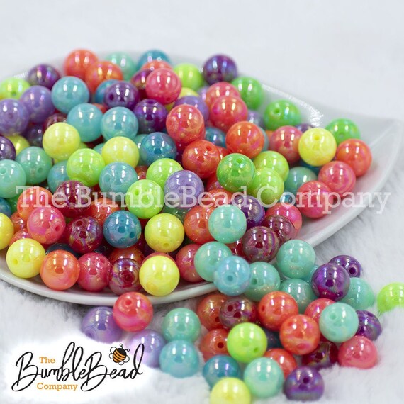 20mm Sports Baseball Print Chunky Acrylic Bubblegum Beads