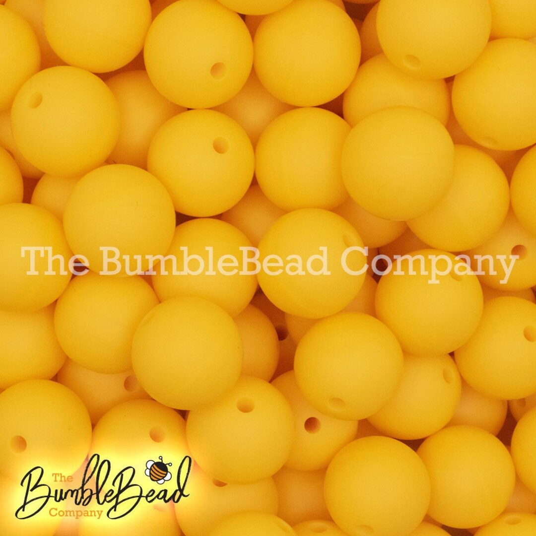 15mm Bright Yellow Silicone Beads, Silicone Beads in Bulk, 15mm