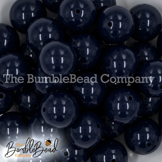 20mm Navy Blue Solid Bubblegum Beads