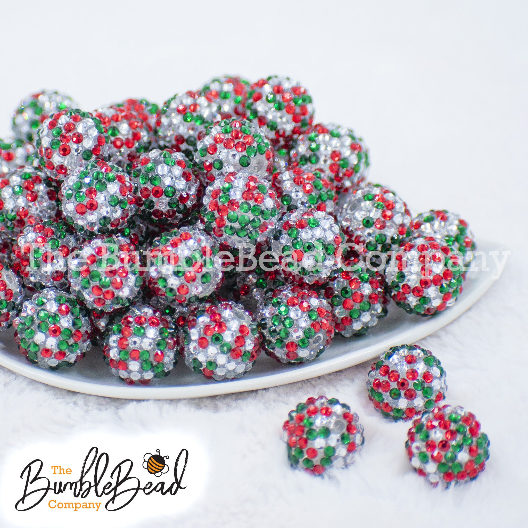 20mm Gunmetal rhinestone bubblegum beads