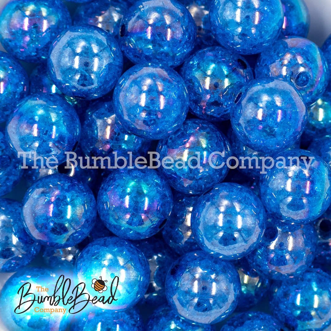 cracked turquoise 20mm printed bubblegum beads