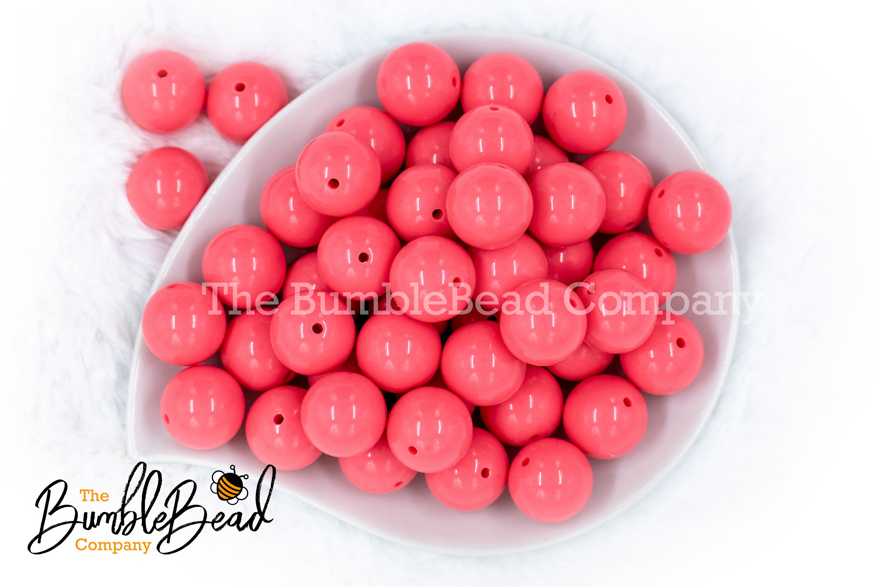 20mm Shocking pink solid bubblegum beads