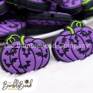Purple Pumpkin Silicone Focal Bead Accessory - Silicone bead