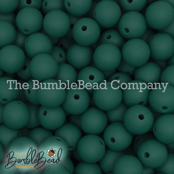 12mm Deep Green Silicone Beads, Silicone Beads in Bulk, 12mm