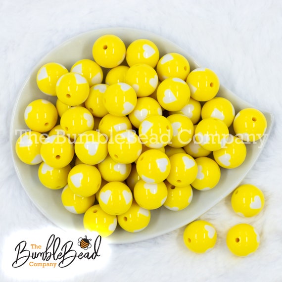 Green white and yellow acrylic 20mm flat circle beads (22 beads)