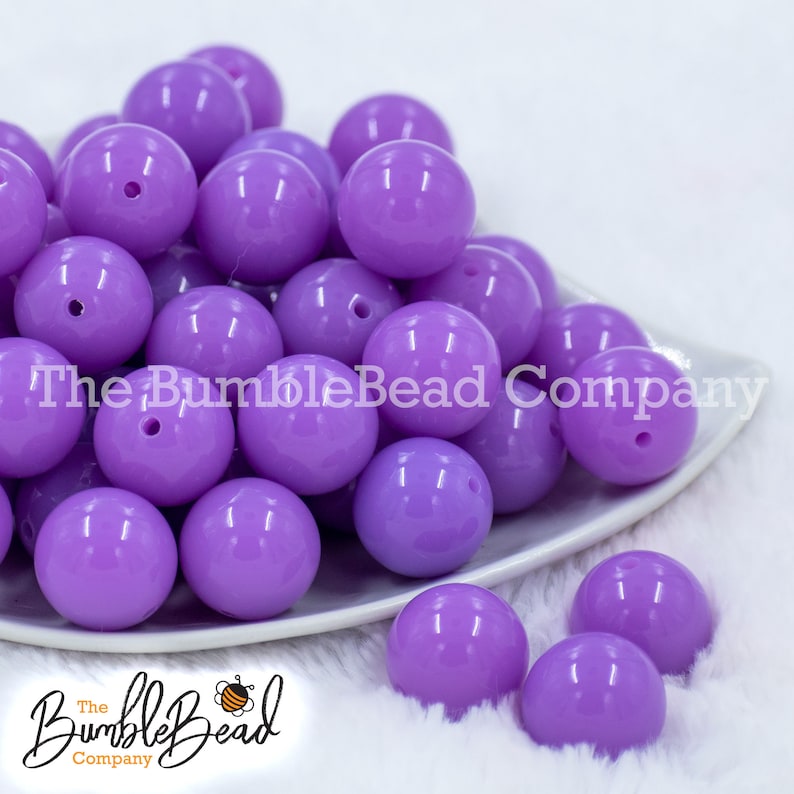 Acrylic Gumball Beads in Bulk 20mm Shiny Chunky Beads 20MM Amethyst Purple Solid Chunky Bubblegum Beads 20mm Bubble Gum Beads