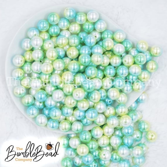 12mm Magic Pearls Beads, Aqua, Green & Yellow Magic Pearls, Multi-Colored  Magic Pearls, Mini Chunky Bubble Gum Beads, Gumball Beads