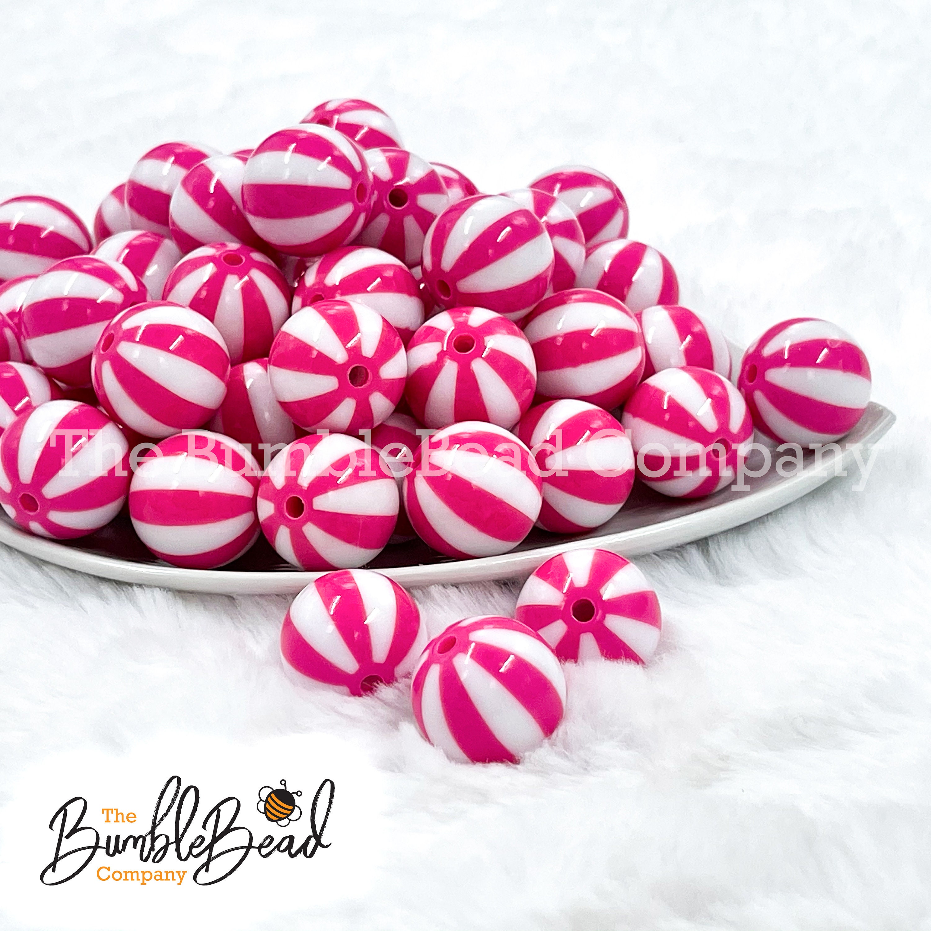 20MM Hot Pink con white beach ball patrón Chunky Bubblegum Etsy España