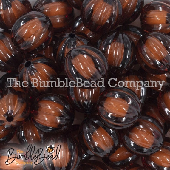 20mm Brown Transparent Pumpkin Shaped Chunky Bubblegum Bead, Acrylic Beads in Bulk, 20mm Beads, 20mm Bubble Gum Beads, Chunky Beads