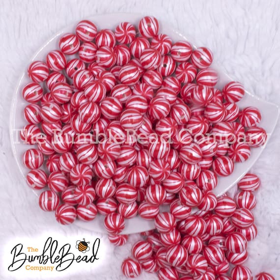 12MM Peppermint Candy Chunky Bubblegum Beads, Double Sided, 12mm