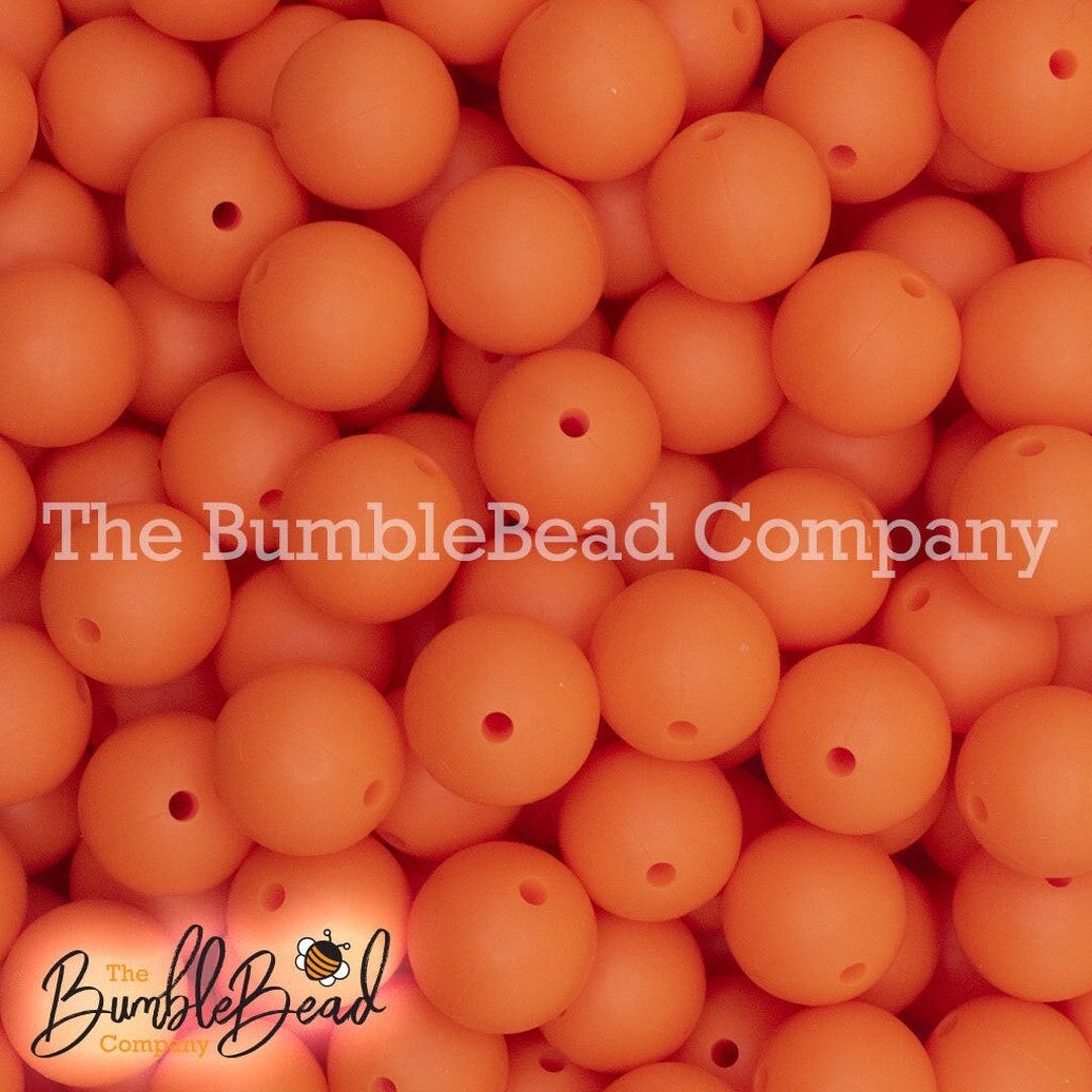 15mm Orange Silicone Beads, Silicone Beads in Bulk, 15mm Silicone