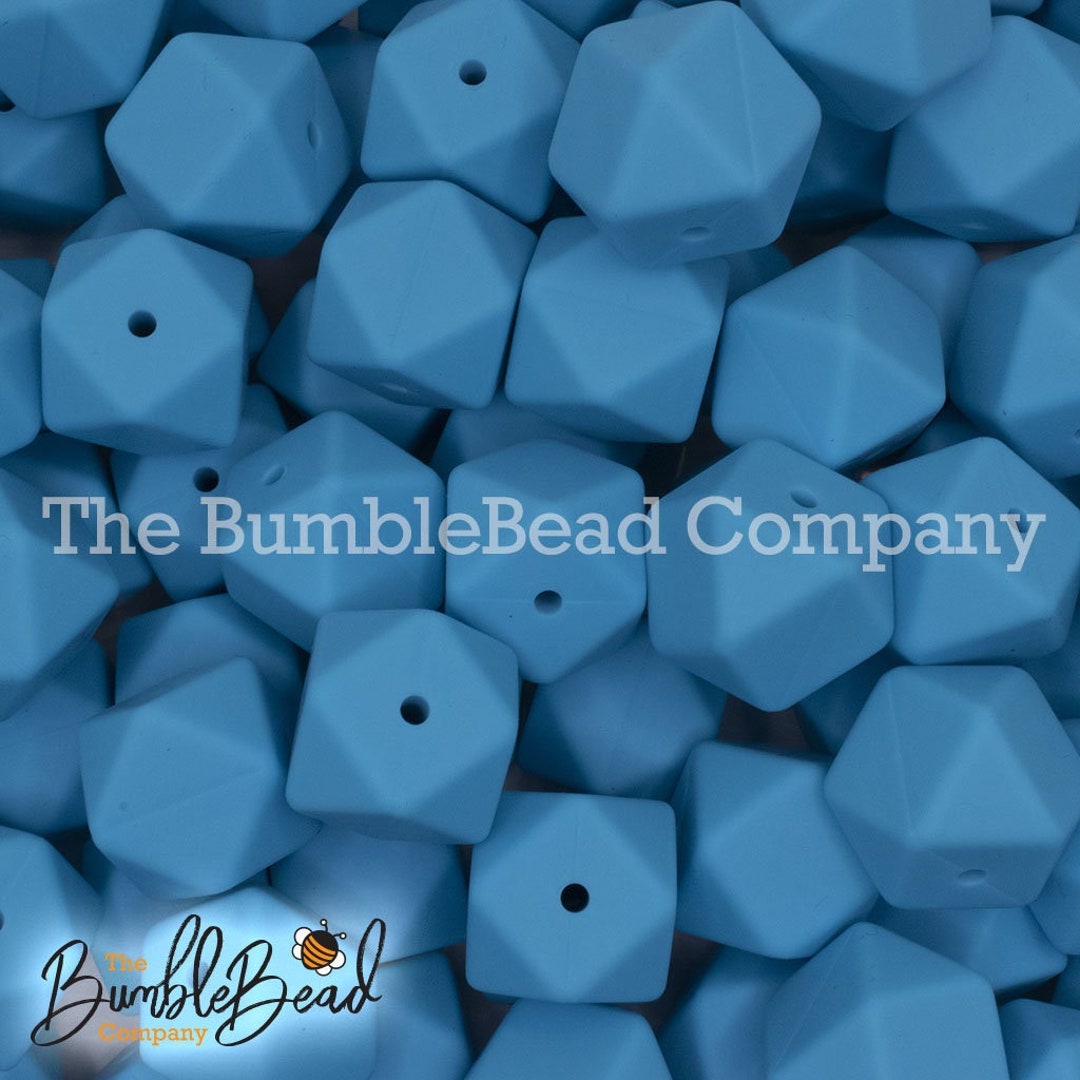 17mm sky blue hexagon silicone beads silicone hexagon in bulk 17mm