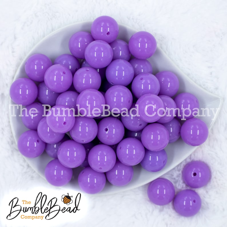 Acrylic Gumball Beads in Bulk 20mm Shiny Chunky Beads 20MM Amethyst Purple Solid Chunky Bubblegum Beads 20mm Bubble Gum Beads